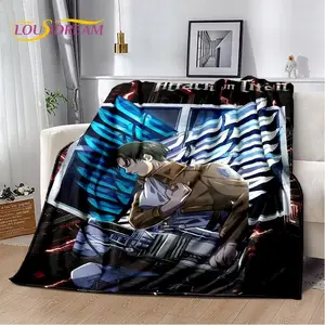 Attack on Titan Eren Anime Cartoon Soft Blankets  Soft Blankets, Perfect for Home Bedroom Bed Sofa Picnic Travel and Office Use Ideal for Holiday Gifts.