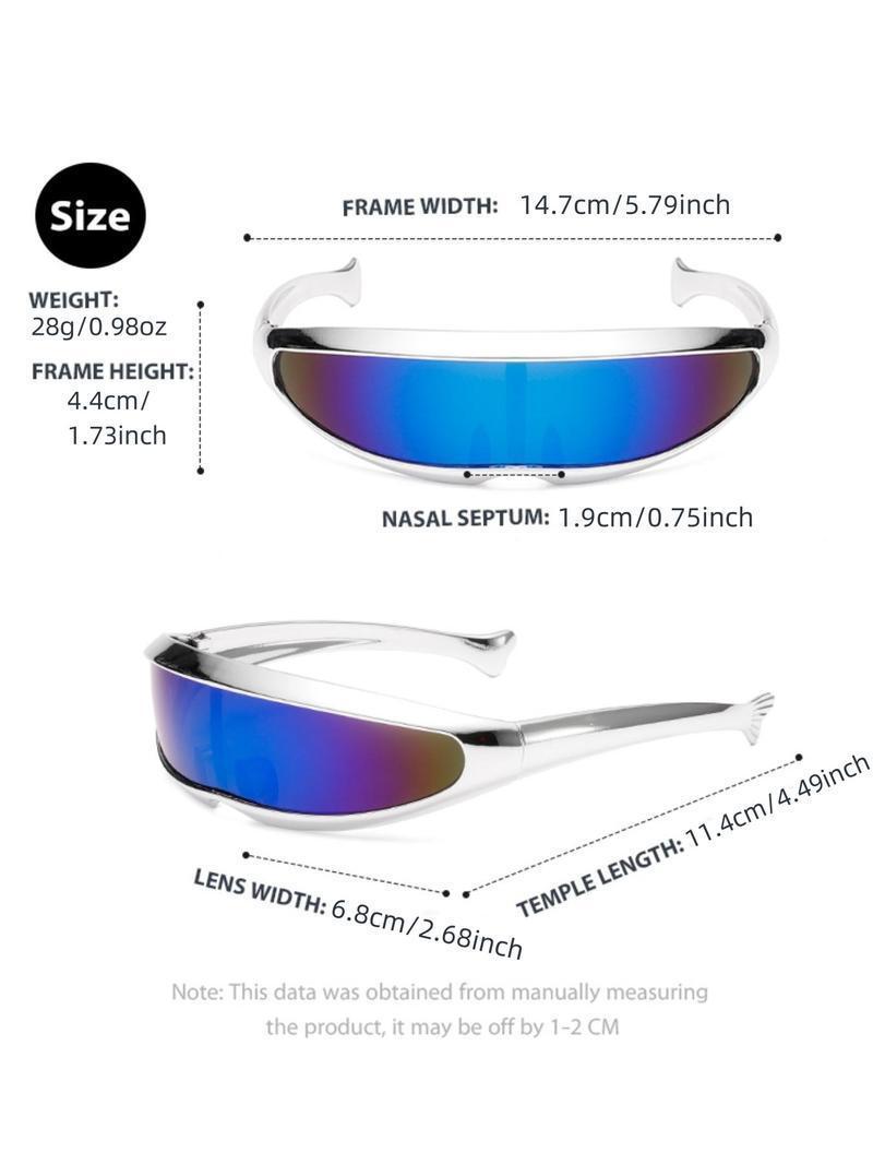 TikTok Viral Y2K Futuristic Sunglasses for Women Men, Cyberpunk Shield Visor Eyewear, Metallic Wrap Around Rave Festival Glasses, Trendy 2026 Aesthetic Streetwear Accessory, Space Age Sun Glasses