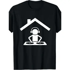 Unisex DJ Party Turntable EDM Music Graphic T-Shirt, Crew Neck Casual Tee