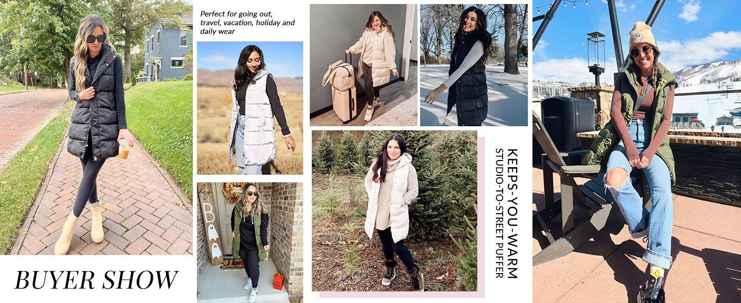 Long Puffer Vest Sleeveless Puffy Jacket with Removable Hood 2025 TikTokShopHolidayHaul Christmas Casual Hooded Puffer Coat Outerwear Vest Gilet 2025 Fall Winter Womenswear Style Tops