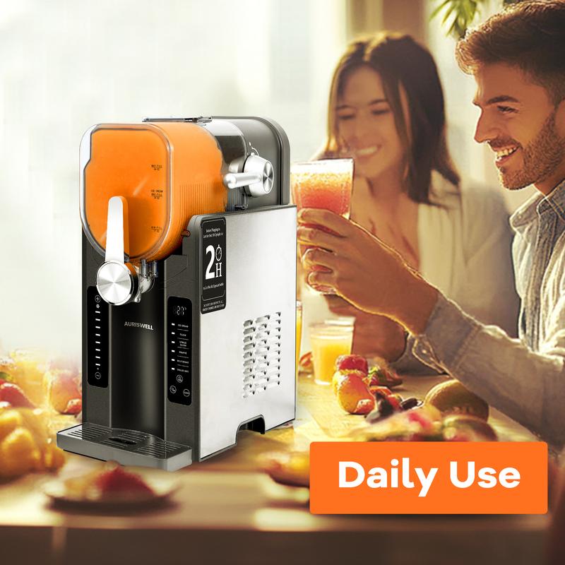 Slushie Machine 54oz Capacity With 6 Preset Settings: ICE CREAM, SLUSH, SPIKED SLUSH, Frappe, MILKSHAKE, AND CHILLED JUICE. Auto-Clean, Intelligent Interface With Digital Display And Stainless Steel