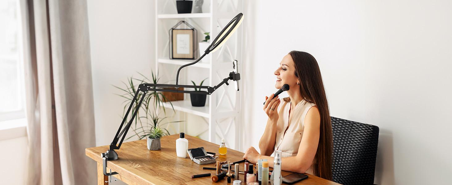 TONOR 10" Ring Light Kit – Adjustable Angle Boom Arm & Phone Holder for Recording, Streaming, Makeup & Nail Art TONOR 10" Ring Light Kit – Adjustable Angle Boom Arm & Phone Holder for Recording, Streaming, Makeup & Nail Art