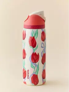 Pre-Order 15–20 Days | Owala FreeSip Pink Red Floral 24oz / 32oz Insulated Water Bottle – Leak-Proof Dual Lid for Gym, Travel & Daily Use