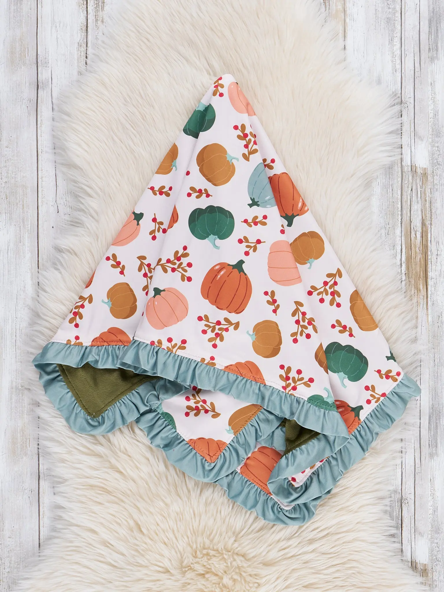 Sweet Gourd Ruffle Minky Blanket