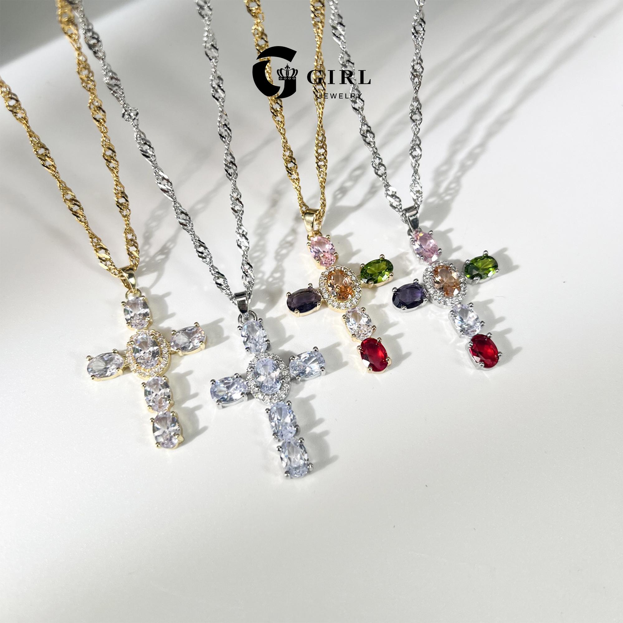 GGIRL 18K Gold Plated Dainty Cross Necklace for Women and man Cubic Zirconia Cross Necklace Faith Pendant Necklaces Trendy Stainless Steel Minimalist Fashion Jewelry Gift for Holiday Haul Christmas Birthdays Anniversaries