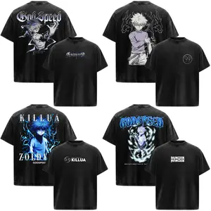 Killua Zoldyck Hunter x Hunter HxH Anime Manga Acid Washed 230GSM Heavyweight Cotton T Shirt Collection - Size S to 3XL - Unisex Vintage Streetwear Oversized Crewneck Merch - Gift for Anime Fans