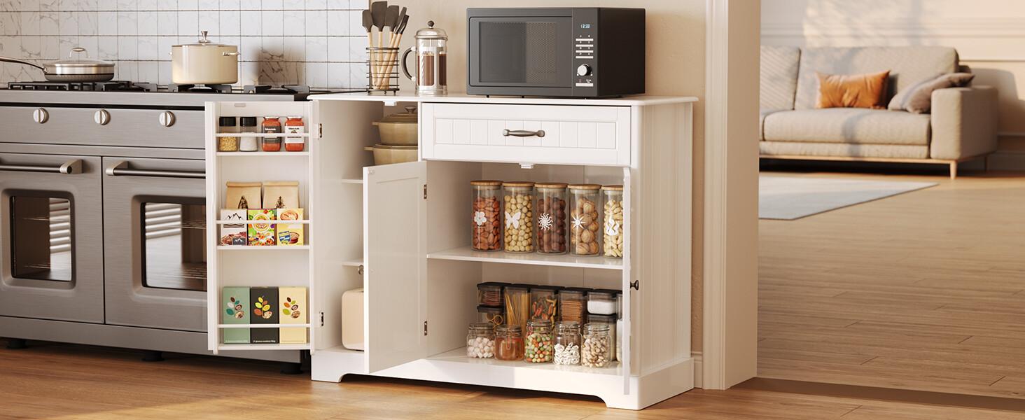 Gizoon 42-Inch Modern Kitchen Sideboard Buffet Cabinet with Storage Small Coffee Bar Cabinet with Drawer & Door for Bathroom Living Room