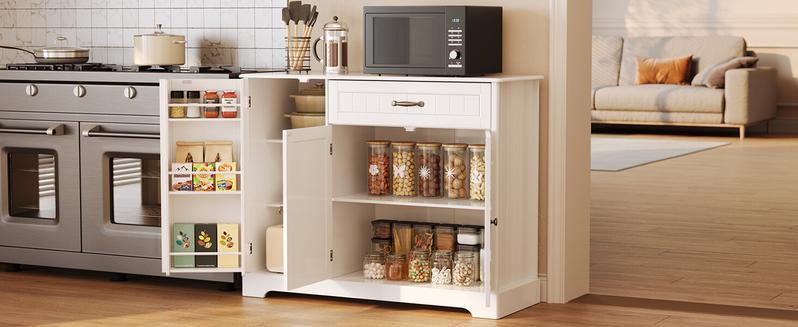 Gizoon 42-Inch Modern Kitchen Sideboard Buffet Cabinet with Storage Small Coffee Bar Cabinet with Drawer & Door for Bathroom Living Room