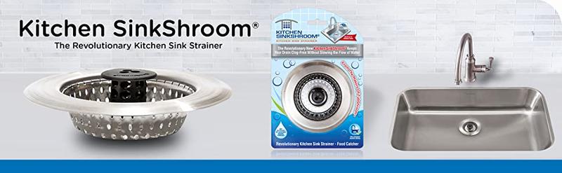 Kitchen SinkShroom Revolutionary Clog-Free Stainless Steel Sink Strainer, Chrome Gray - Kitchen Sink drain strainer