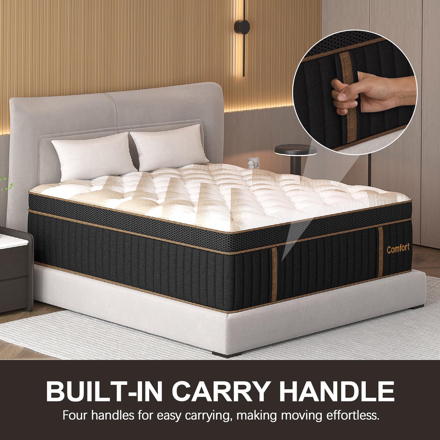 12"14" Twin Full Queen King Size Mattress in a Box Hybrid Spring Memory Foam, Medium Firm Ergonomic Mattress