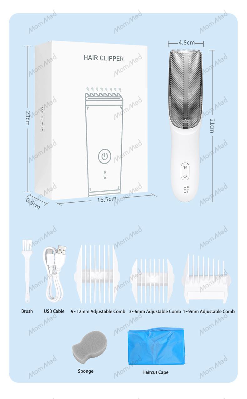 MomMed Baby Hair Clippers, Ultra Quiet Electric Vacuum Baby Clippers with Charger Base, Cordless Rechargeable Waterproof Haircut Kit for Kids & Men
