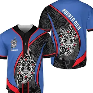 Puerto Rico Tribal Baseball Jersey - Taino Symbol Shirt - Boricua Pride Jersey FG
