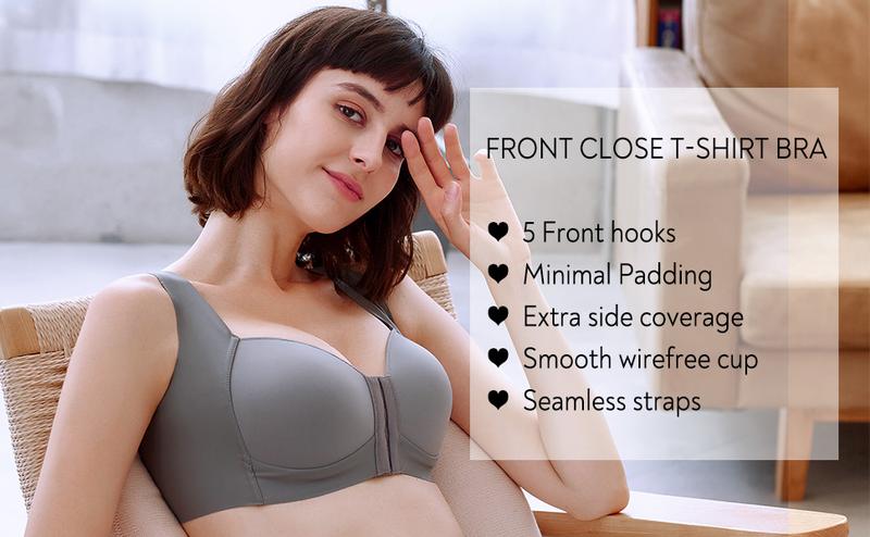 FallSweet Front Close Bra for Women Push Up Wirefree Bra Seamless Brassiere