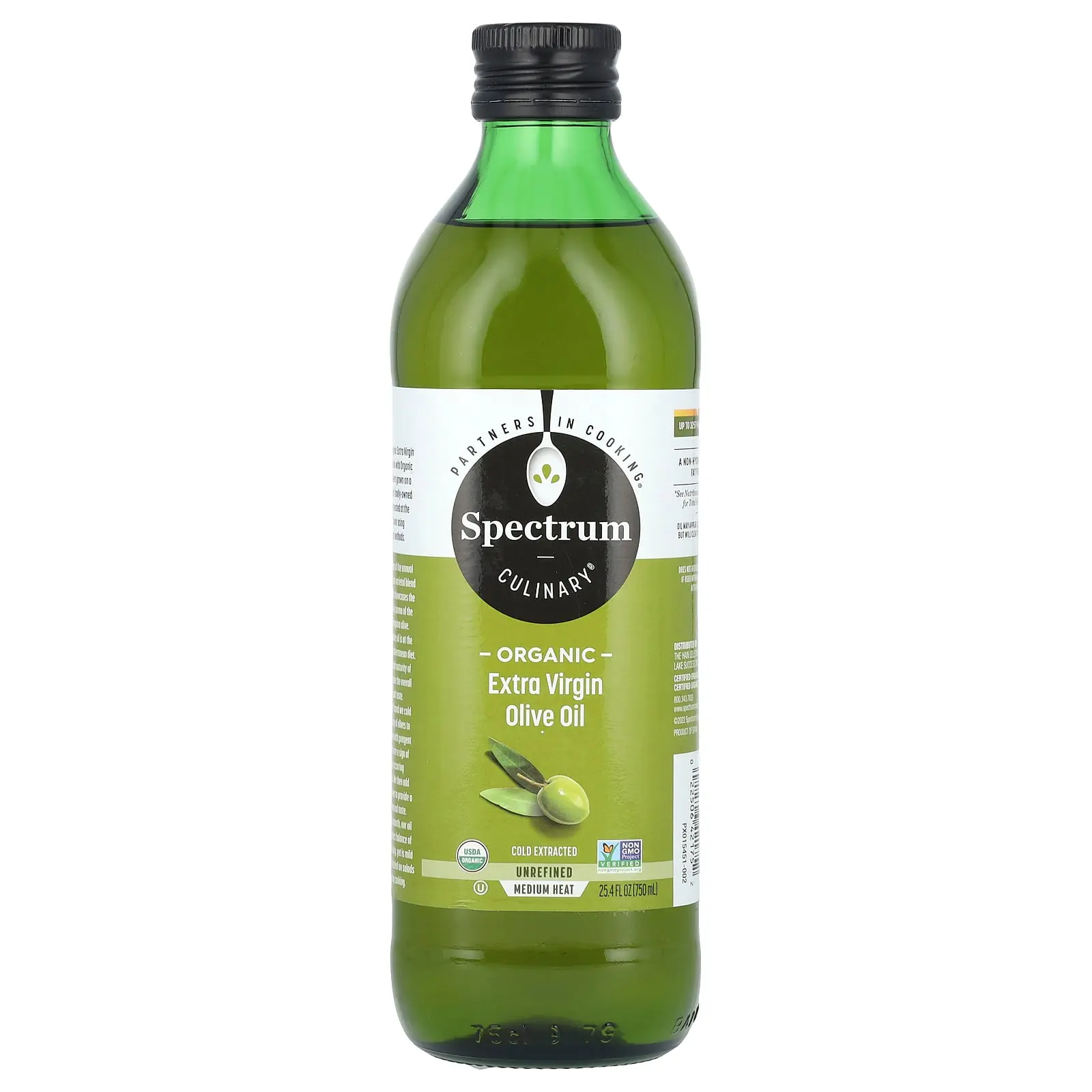 Spectrum Culinary Organic Extra Virgin Olive Oil, Cold Extracted, 25.4 fl oz (750 ml)