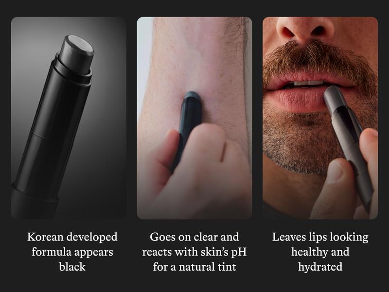 3 Pack Black Lip Balm, made with Korean technology and infused with Meadowfoam Oil. Hydrate, Moisturize, and Soothe with Korean Lip-Care Ingredients. Designed for men.