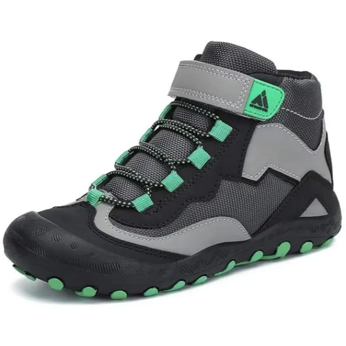 Mishansha Kids' Hiking Shoes with Mesh Fabric, Anti-Collision Toe, Non-Slip Rubber Sole, and Hook & Loop for Trail Running and Outdoor Sports, Pu Leather, Climbing, Buckle, Holiday Gifts, Breathable, Tennis, Trek Shoe, Synthetic, Adjustable Fit