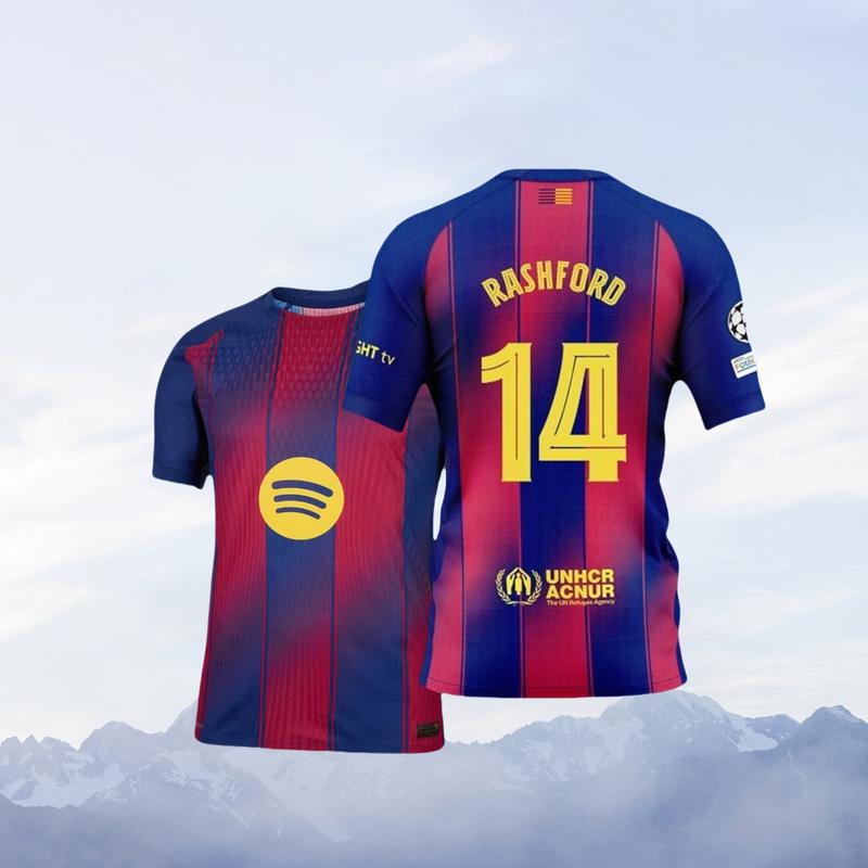 10# Lamine yamal 25 26 Home Short Sleeve Soccer Jersey Fans Version Red Blue