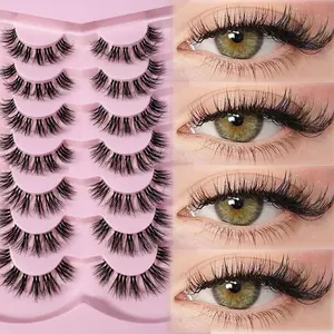 10 Pairs Manga Spiky Lashes Natural Soft Clear Band Comic Styles Eyelashes Anime Look Eyelash Wispy Strip Manga Look False Eyelashes Perfect For Daily Use Reusable