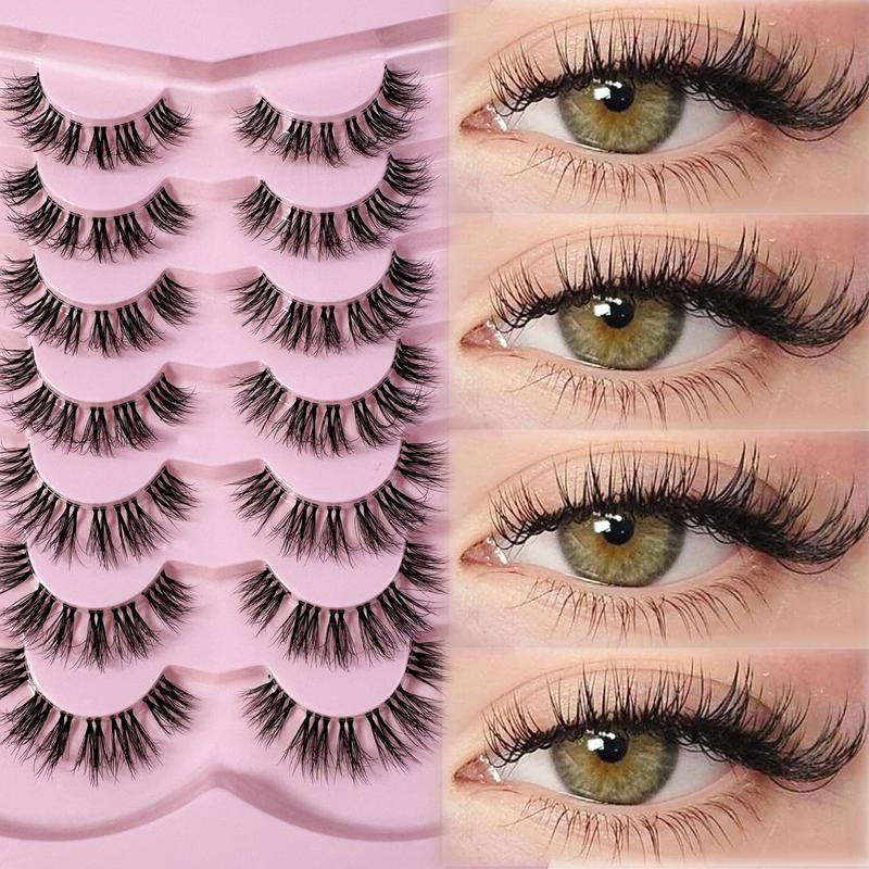 10 Pairs Manga Spiky Lashes Natural Soft Clear Band Comic Styles Eyelashes Anime Look Eyelash Wispy Strip Manga Look False Eyelashes Perfect For Daily Use Reusable
