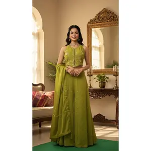 Mehendi Green Divider Lehenga