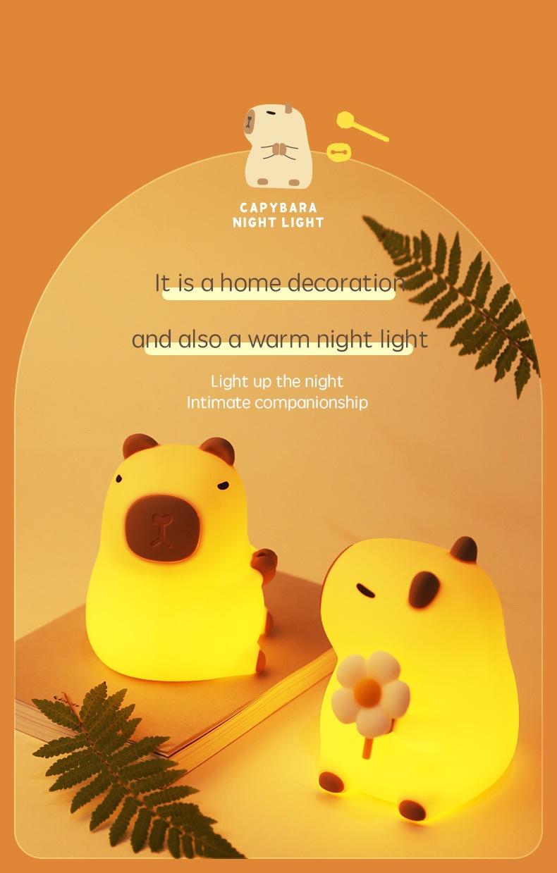 Adorable Capybara Night Light Lamp-Soft Silicone,Rechargeable, Perfect Bedroom Decor & Gift for Kids/Adults Adorable Capybara Night Light Lamp-Soft Silicone,Rechargeable, Perfect Bedroom Decor & Gift for Kids/Adults