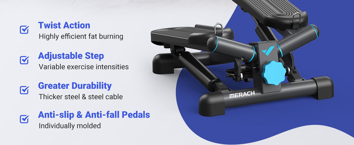 MERACH Steppers for Exercise, Stair Stepper with Resisitance Bands Mini Stepper with 330LBS Loading Capacity Fitness Equipment Home Gym TikTokShopBlackFriday