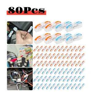 80Pcs Quick Connect Wire Connectors - 1 in 1 Out Electrical Wire Butt Splice Inline Terminals,24-12 AWG,for Wiring Harness Cable Connections