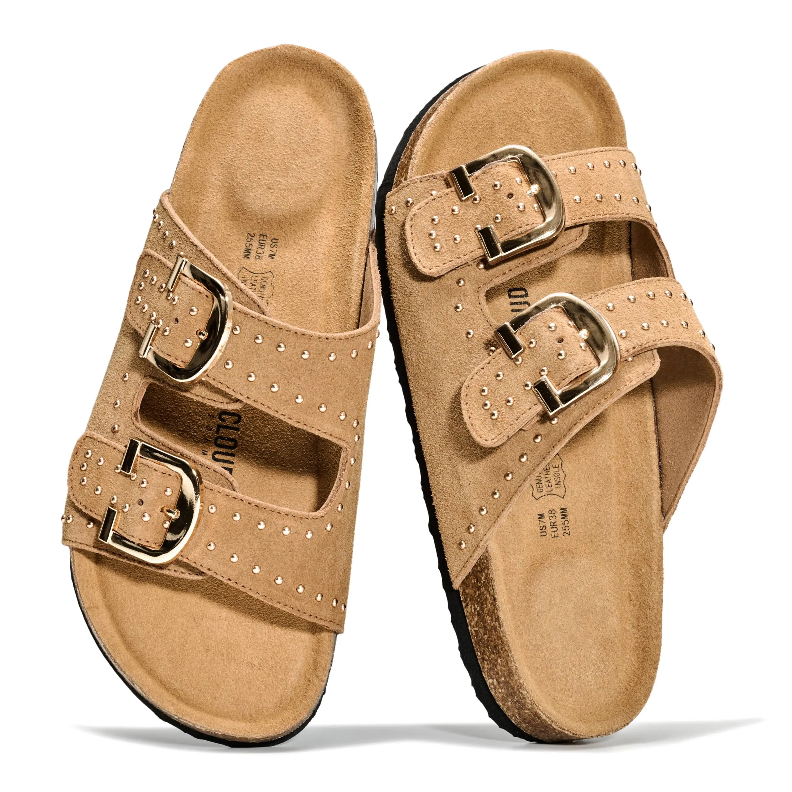 Project Cloud Women's | 100% Genuine Leather Womens Sandals | Memory Foam | Lightweight | Non-Slip - Venita Stud