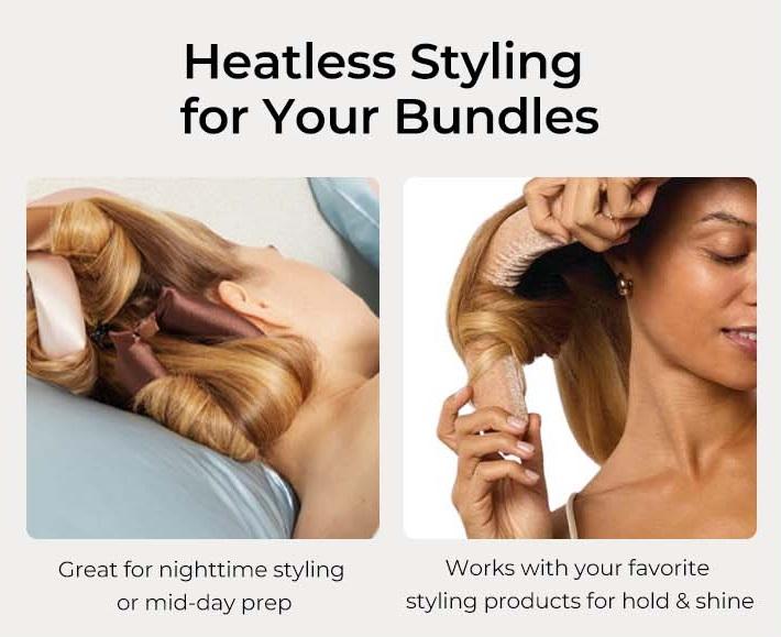 [Wequeen] 10-Min Ready Hairstyle Body Wave Bundles with Free Flexi Rods | Easy Restyled Effortless Beach Wave, Blowout & Layer Cut Looks | 10A Virgin Human Hair for Heatless Overnight Curls Versatile Styles Valentine Gifts
