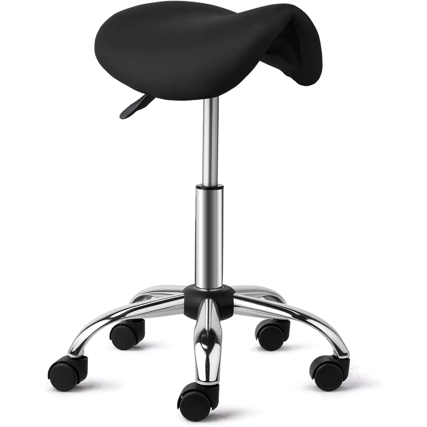 OmySalon Ergonomic Saddle Rolling Chair - 360-Degree Rotation/360° Spin, Adjustable Hydraulic, High Load Ergonomic Contour Stool with Swivel Wheels for Salon, Office Use (Adjustable Desk Stool), Ergonomic Contour Stools, High Load Stools
