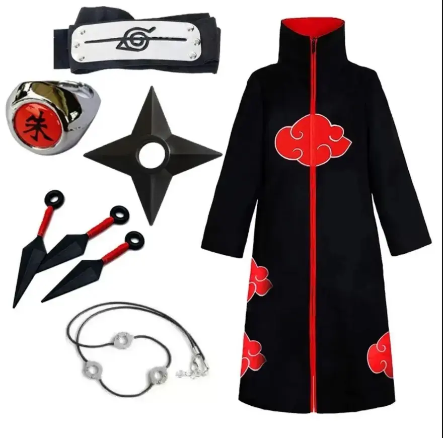 Ninja Hokage cosplay costume Uchiha Itachi Akira organization fourth, Long Black Robe Capes Halloween Carnival Cosplay Costume
