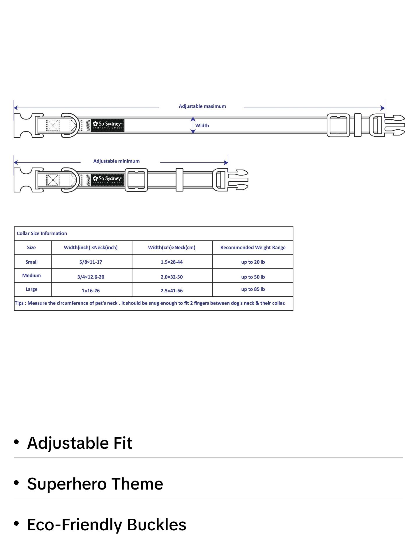 Superhero Blue Red Yellow Comfy, Adjustable Fashion Dog Collar Superhero Blue Red Yellow Comfy, Adjustable Fashion Dog Collar