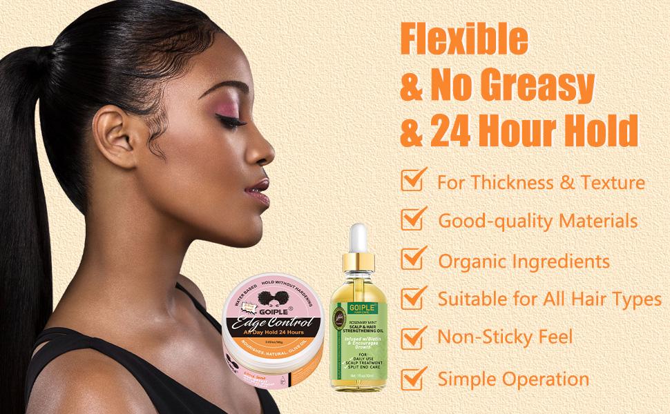 Edge Control Wax Set for Women Non-Greasy Strong Hold Smooth Edges with Haircare Gel and Styling Tools Organic Argan