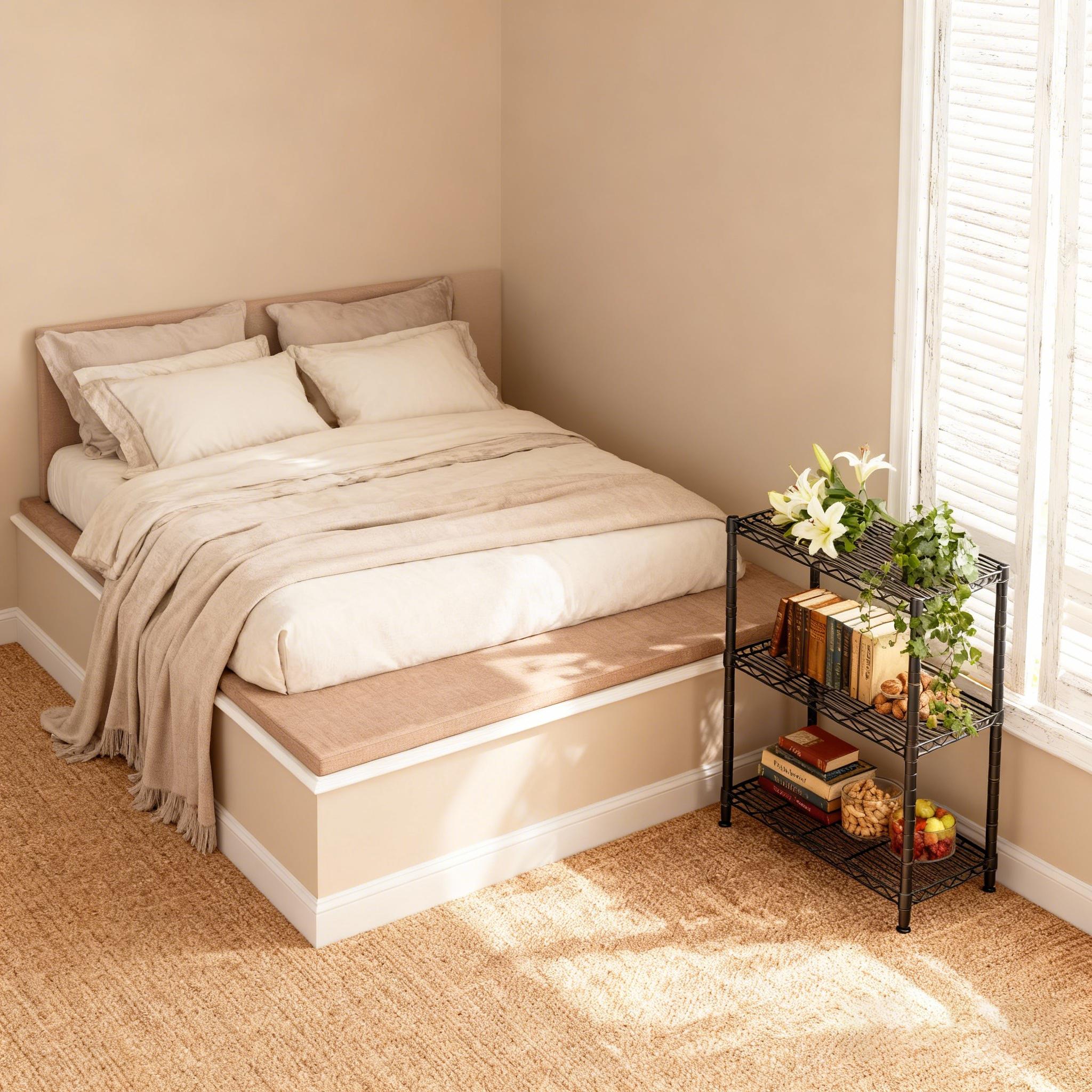 Raybee 3-Tier Adjustable Metal Wire Storage Shelves,Corner Shelf Storage Shelving Organizer Units for Kitchen & Garage,23.6''L×13.8''W×30''H,Standing Shelf Units