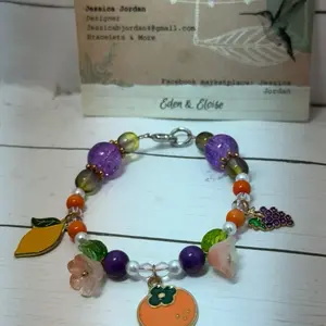 Handmade fruit basket theme charm bead bracelet