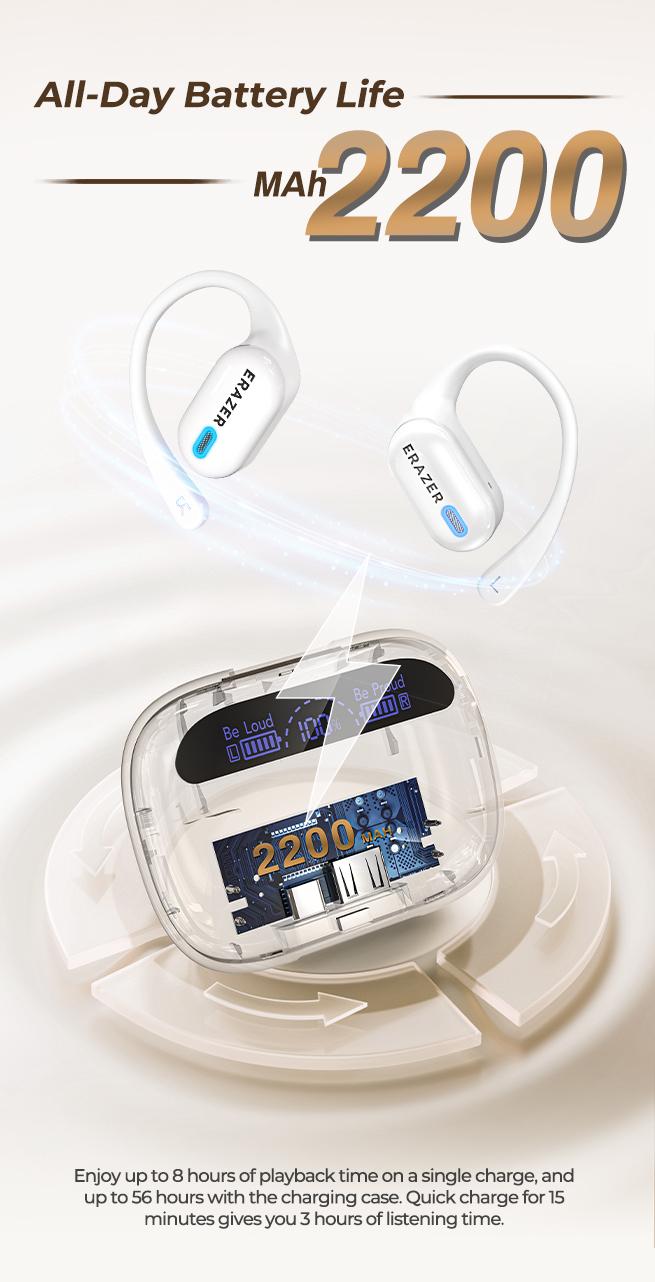 ERAZER XP18 Powerbank Earbuds,Can Charge Phones,Wireless Bluetooth Headphones, Bluetooth 6.0, OWS Earphones , Sports Headphones, High Sound Quality Headphone, Daily Waterproof Wear Comfortable for Daily Calls Compatible with Android/IOS ERAZER XP18 Powerbank Earbuds,Can Charge Phones,Wireless Bluetooth Headphones, Bluetooth 6.0, OWS Earphones , Sports Headphones, High Sound Quality Headphone, Daily Waterproof Wear Comfortable for Daily Calls Compatible with Android/IOS