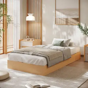 Platform Bed Frame Twin Size,Wooden Slat Support,No Box Spring Needed, Easy Assembly, Pine