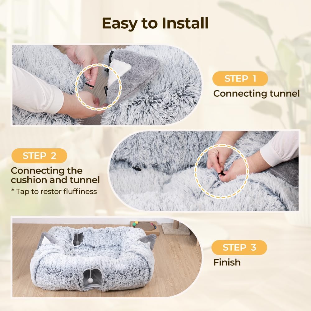 Large Cat Tunnel Bed, Cat Play Tunnel for Small Medium Large Cats Large Cat Tunnel Bed, Cat Play Tunnel for Small Medium Large Cats