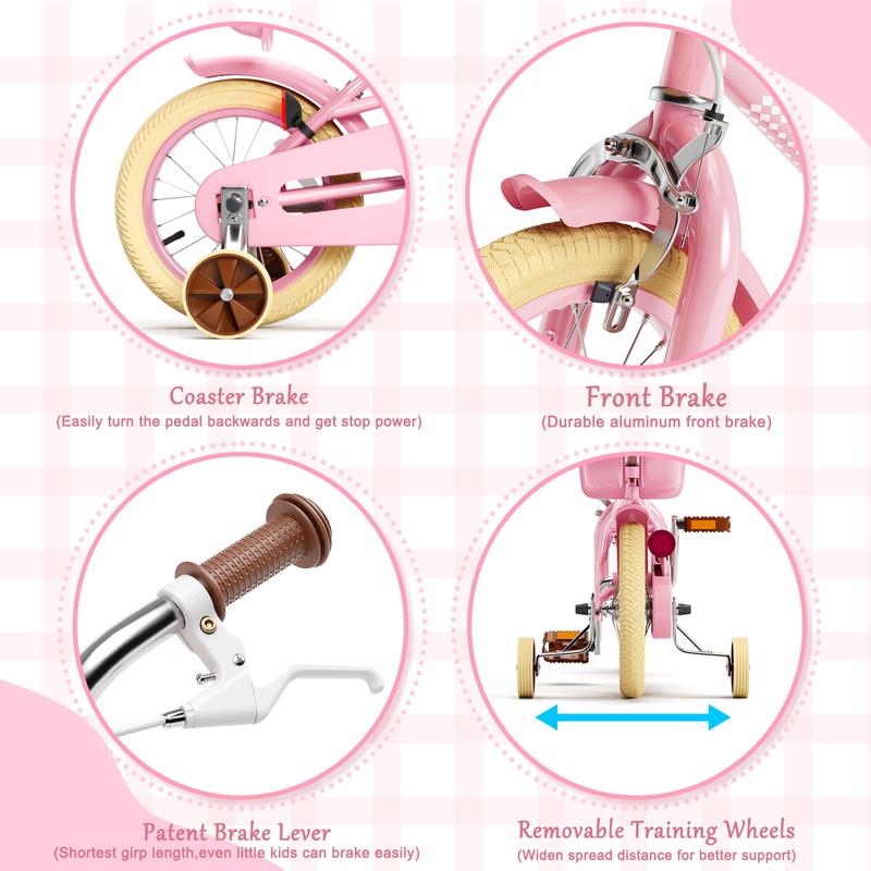 KORIMEFA Bike Toddlers and Kids, 12, 14, 16, 20 Inch Toddler & Kids Bike with Adjustable Seat & Handlebar, Training Wheels, Basket & Bell | Lightweight & Safe Design