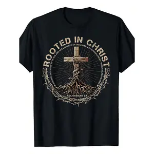 Rooted In Christ Shirt, Jesus Shirts Christian Cross T-Shirt