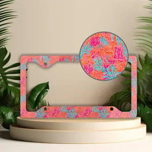 Coral License Plate Frame: Pink Preppy Ocean Car Décor