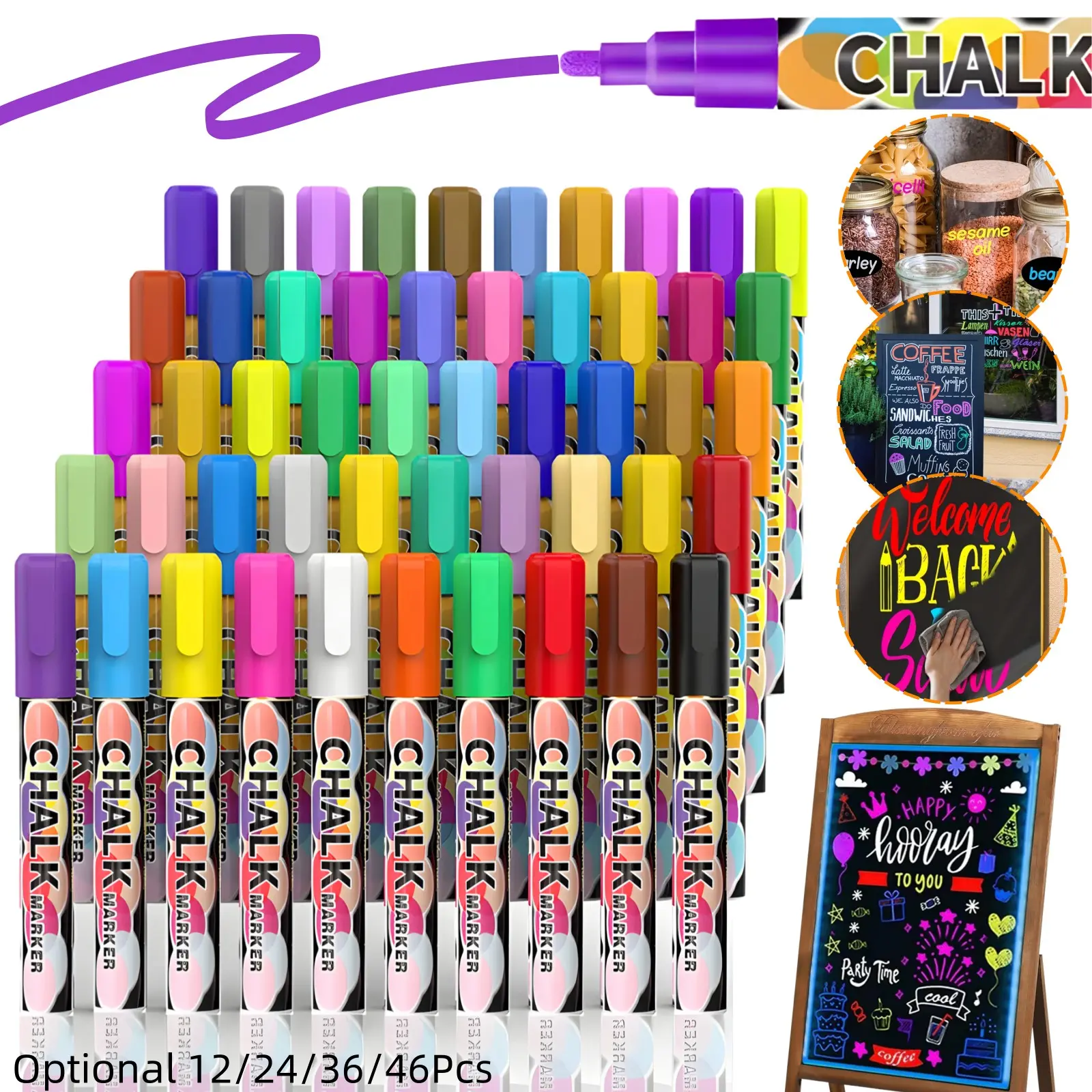 Liquid Chalk Markers, Bulk Markers, Wet Erase Neon Chalk Makers for Blackboard, Chalkboard Signs, Glass Window, Graduation Celebration School, Erasable Window Markers for Cars, Bistro, Glass, Poster, Business, Soft Tip Markers, Writing Tools