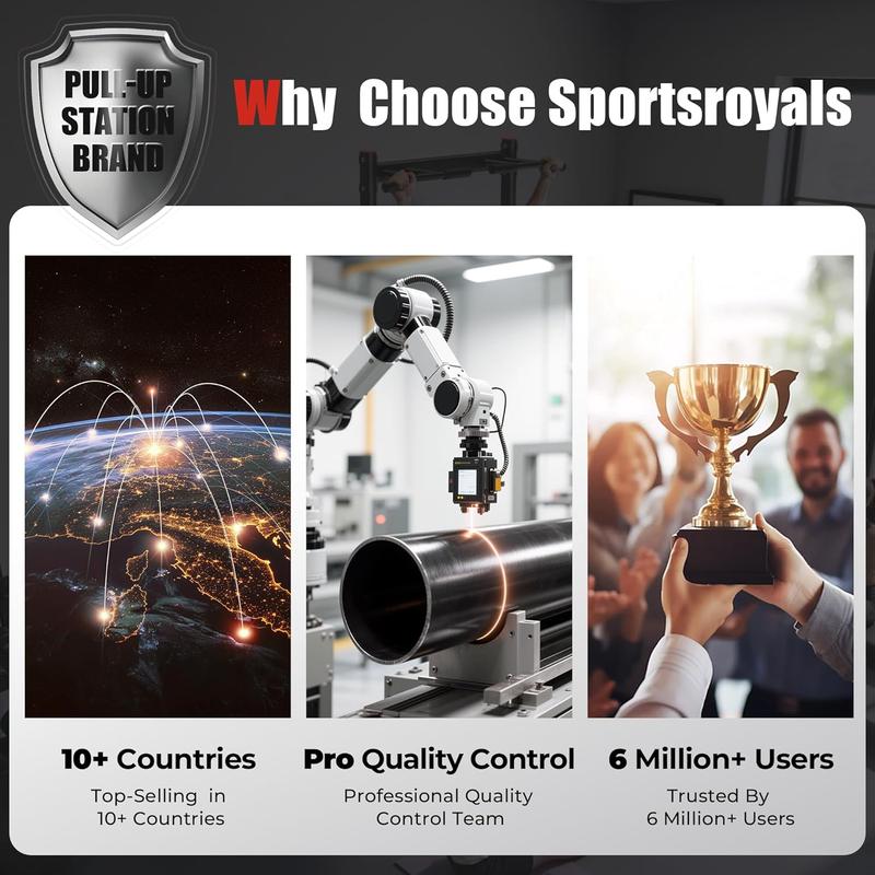 Sportsroyals Power Tower Pull Up Bar Station, 450LBS Stable Pull Up Dip Station for Home Gym Strength Training Equipment