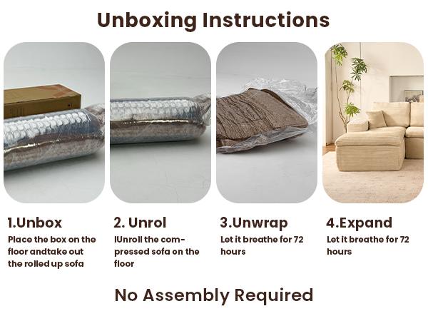 【Stock Up Sale】Ovios 106" Double Layer Cloud Modular Couch with Chaise, Plush Corduroy, No Assembly Required - L-Shaped Sectional Sofa Set with Flexible Configuration - 106"W x 69"D x 36"H, 3 Seater