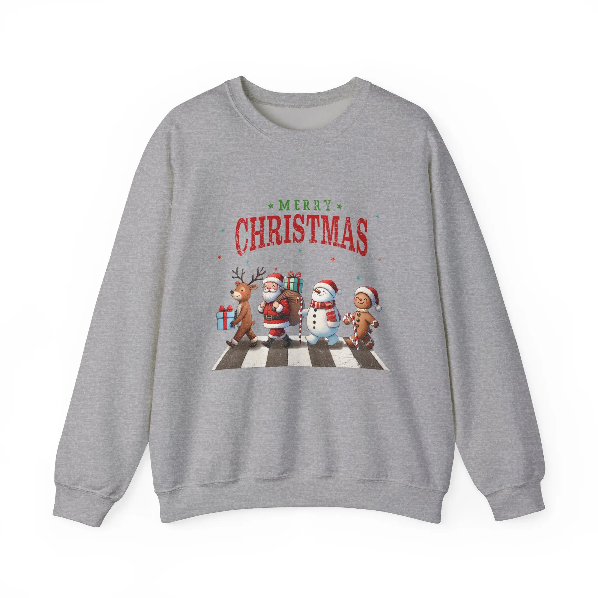 Christmas Sweater with Santa, Reindeer, Snowman & Gingerbread - Festive Holiday Crewneck, Cute Xmas Pullover, Cozy Winter Sweater, Fun Christmas Party Outfit, Unisex Ugly Sweater, Holiday Fashion, Christmas Gift Idea, Santa Claus Sweater for Family