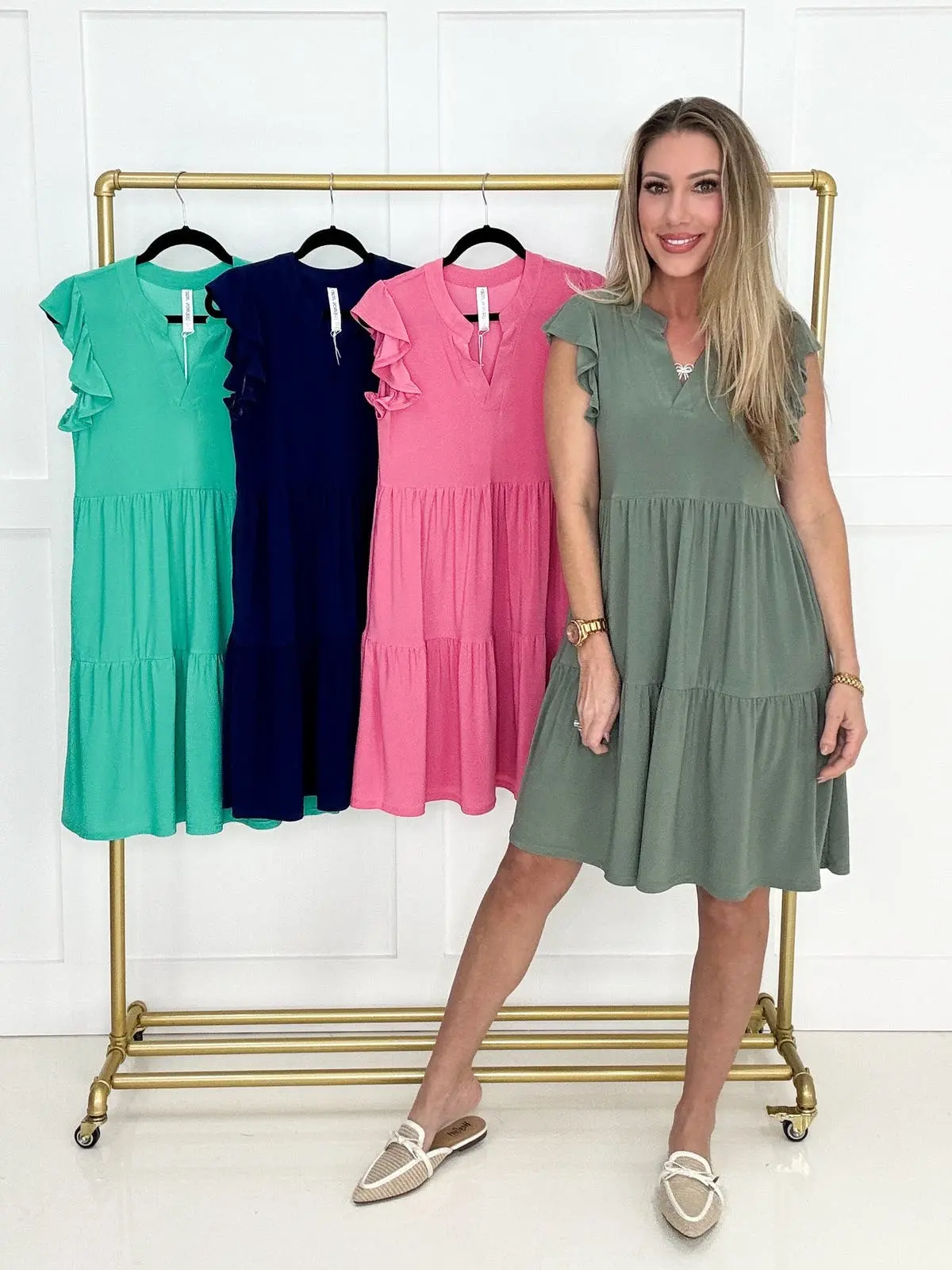 Dear Scarlett Tiered Flutter Sleeve Dress