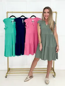 Dear Scarlett Tiered Flutter Sleeve Dress