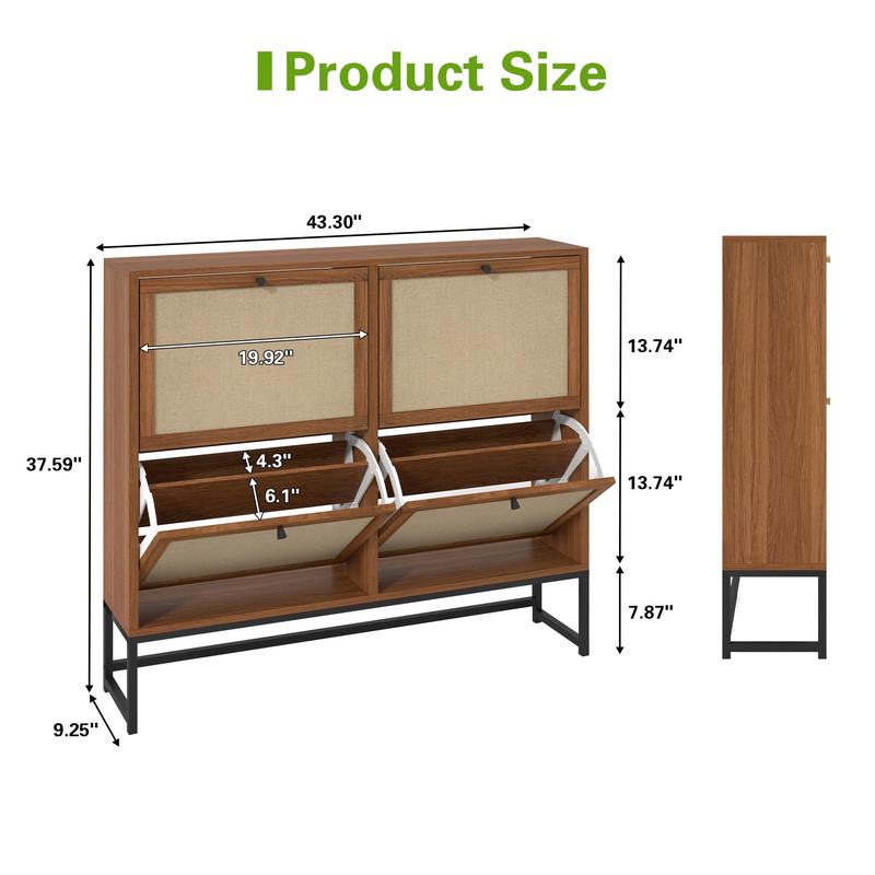 Giratree Shoe Cabinet, Shoe Cabinet Freestanding Tipping Bucket Shoe Rack Organizer with 2 3 4 Flip Drawers, Modern Entryway Narrow Shoe Rack for Entryway, Hallway, Bedroom