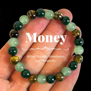 Money Bracelet With Green Aventurine Stone Tiger Eye Stone - Lucky Bracelet - Attracting Wealth, Abundance, And Prosperity Amethyst Crystal