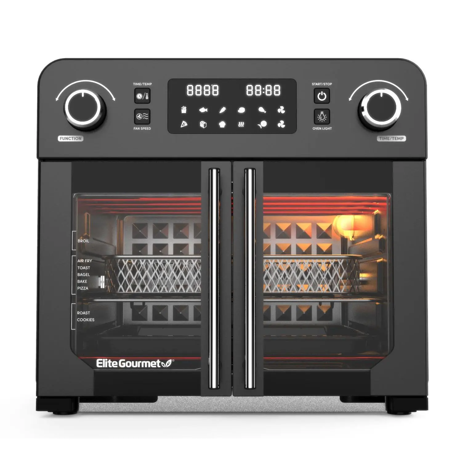 Elite Gourmet Programmable 23-Liter French Door Air Fryer Oven